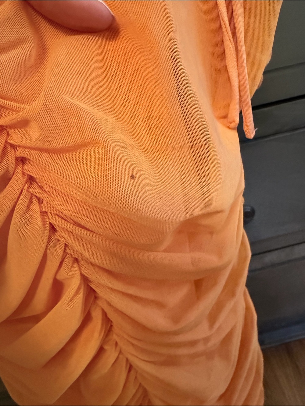 Hours Ruched Orange Tie-Shoulder Mini Dress - Picture 4 of 5